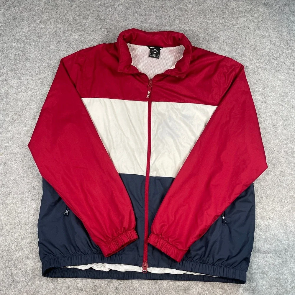 Nike SB Mens Jacket XL Red, White, Navy Color-block Athletic Layering Full Zip
